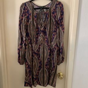 Beautiful multi-print long sleeve dress
